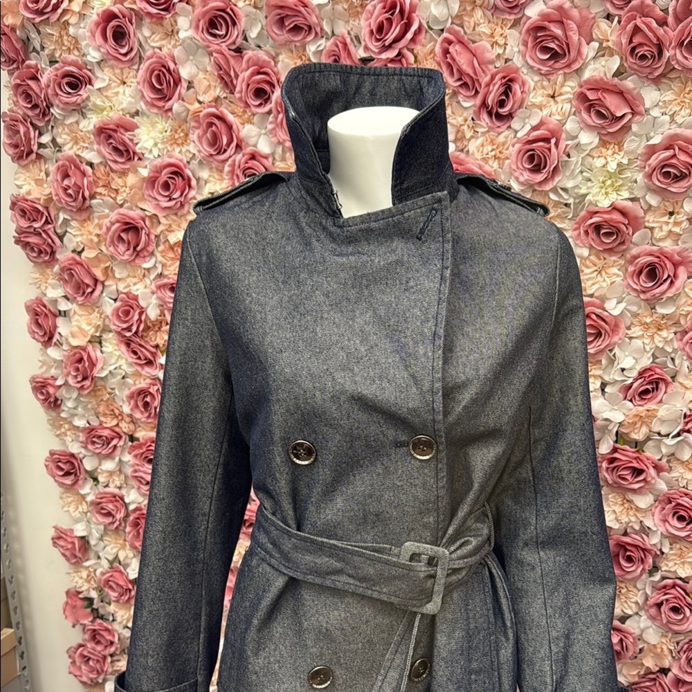 BCBGMaxAzria Gray Belted Trench Coat SPL - Picture 2 of 6